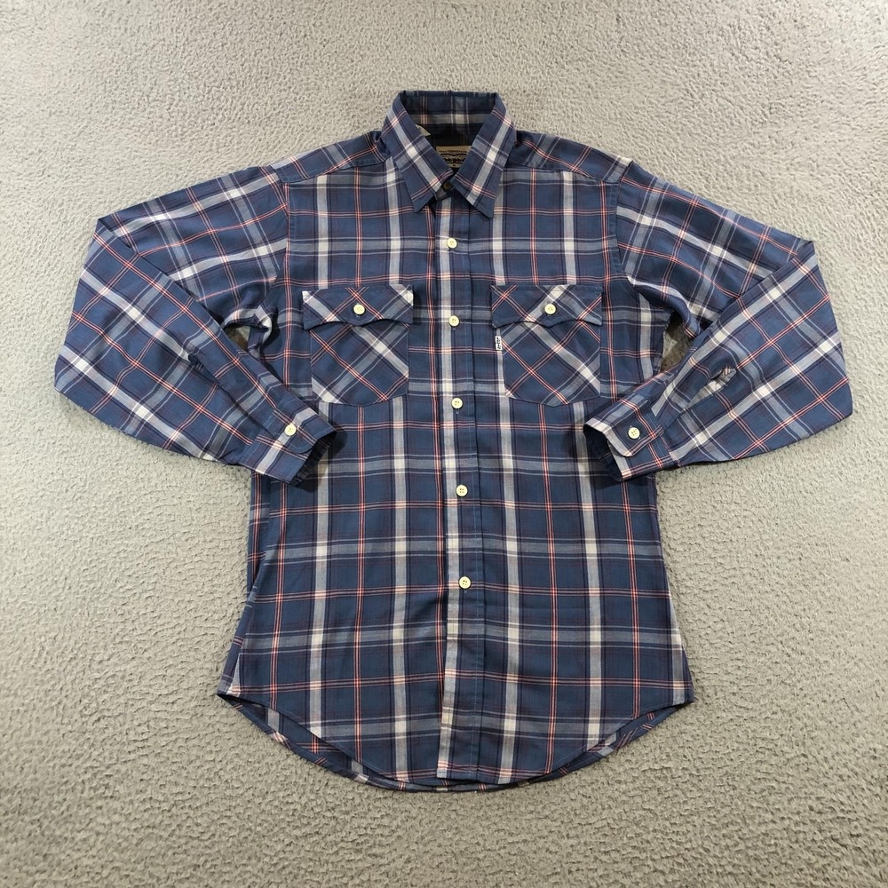 VTG Levis Shirt Mens Small Plaid Western Long Sleeve Vintage